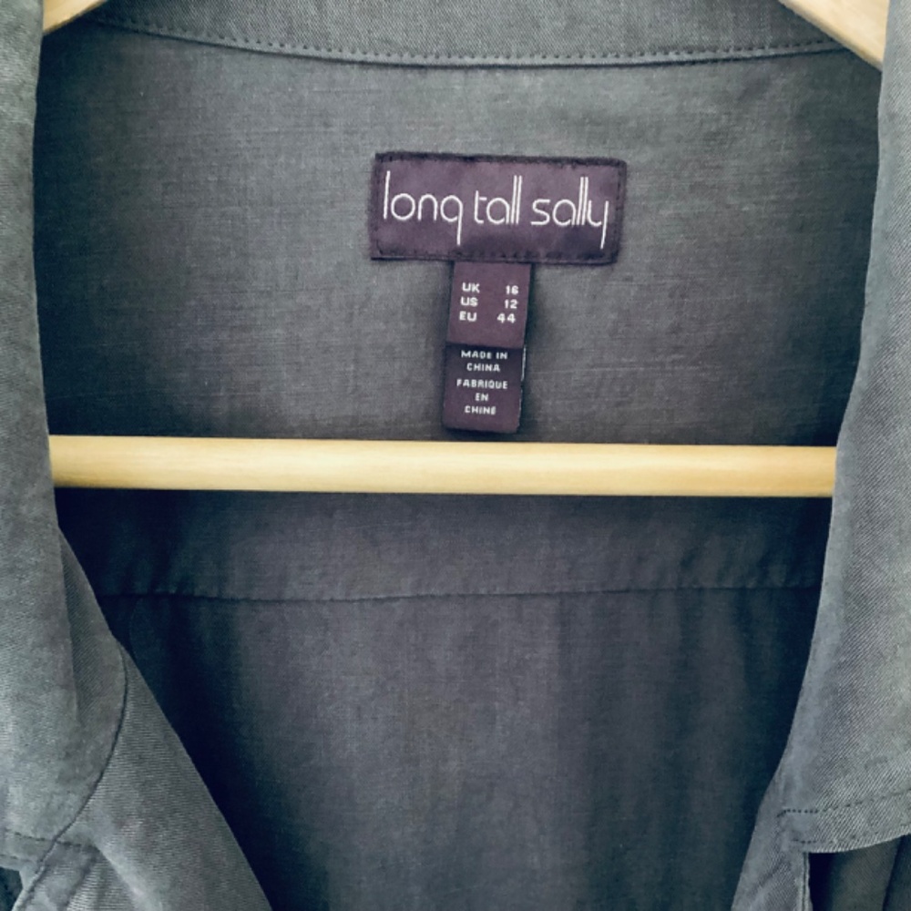 Long Tall Sally Jacket Size 12 Lyocell Gray Double Breasted Zipper Moto Biker - Picture 5 of 13